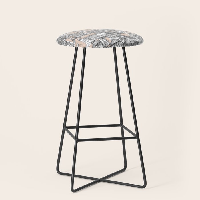 Paris toile sugar pink Stool Gallery Image 1