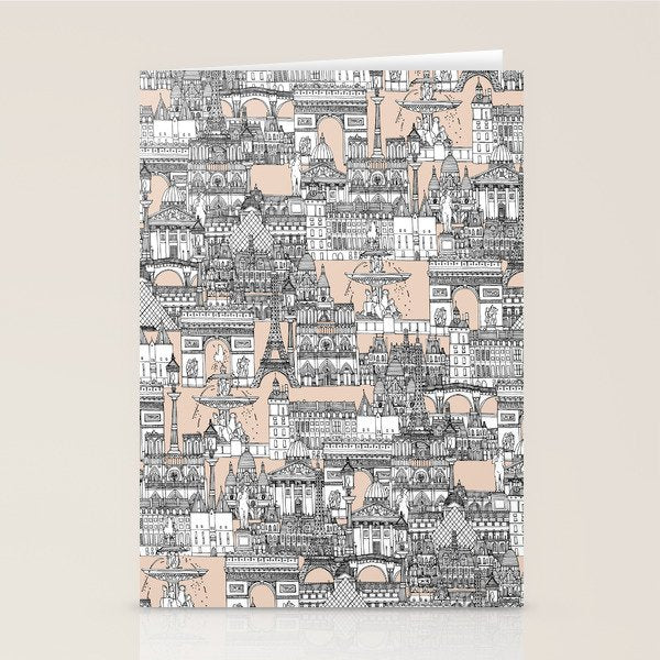Paris toile sugar pink Stationery Card Gallery Image 1
