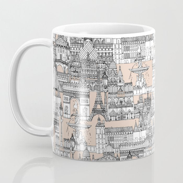 Paris toile sugar pink Coffee Mug Gallery Image 3