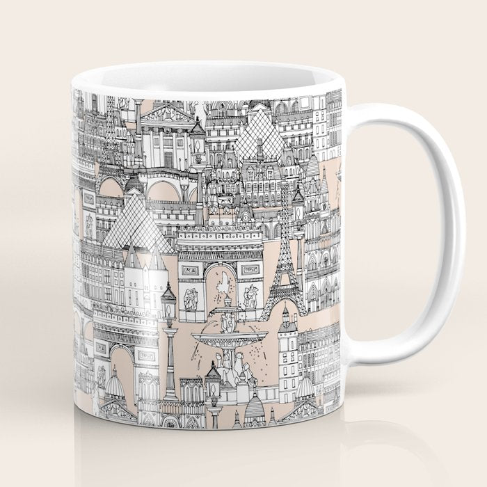 Paris toile sugar pink Coffee Mug Gallery Image 1