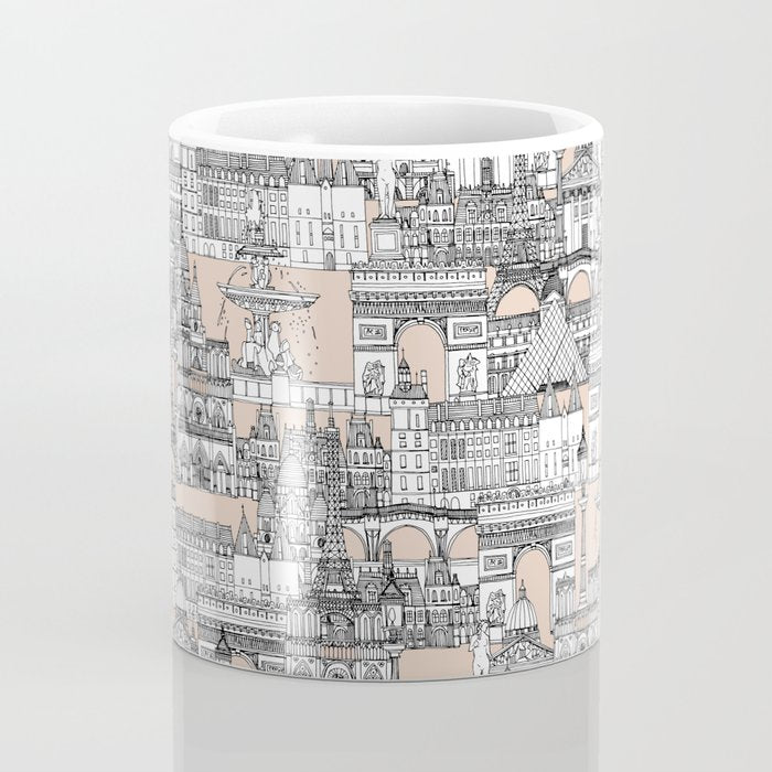 Paris toile sugar pink Coffee Mug Gallery Image 4