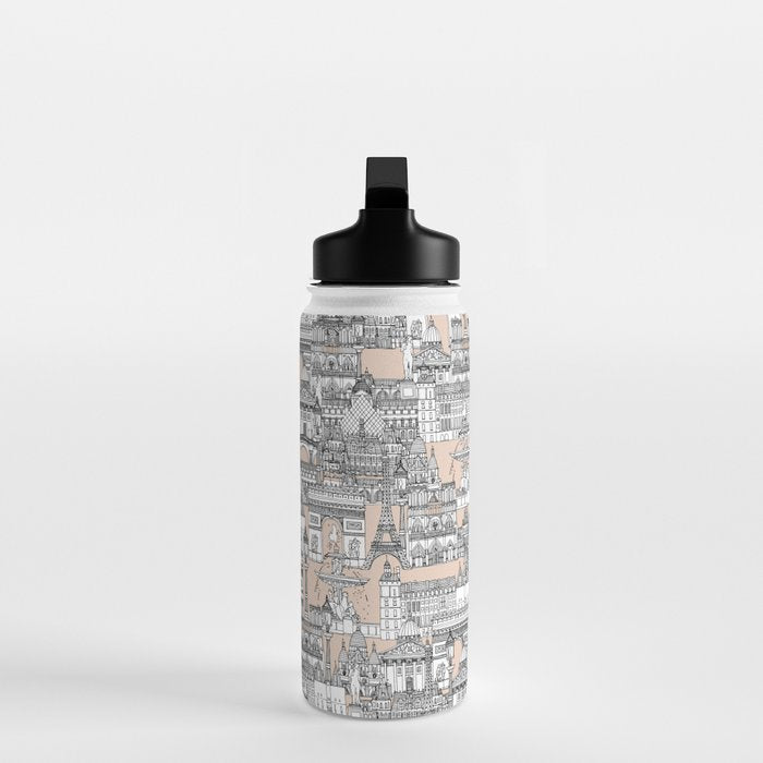 Paris toile sugar pink Water Bottle Gallery Image 3