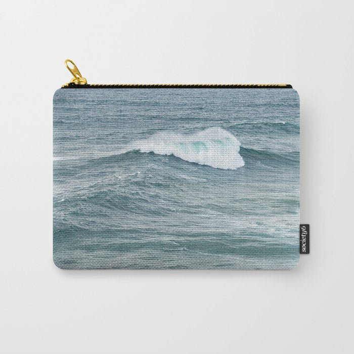 Atlantic Blues | Blue Ocean Water on the Coast of Nazaré Art Print | Wave Photography in Portugal Carry All Pouch Gallery Image 1