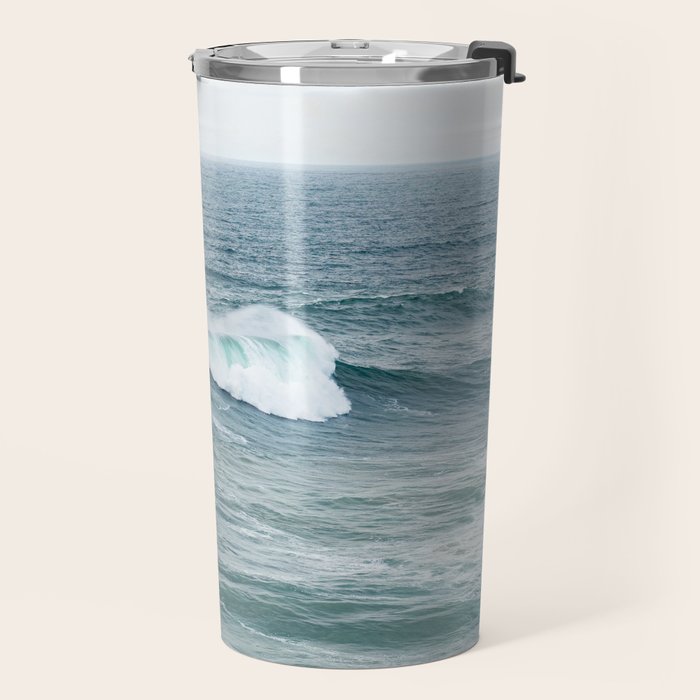 Atlantic Blues | Blue Ocean Water on the Coast of Nazaré Art Print | Wave Photography in Portugal Travel Mug Gallery Image 2
