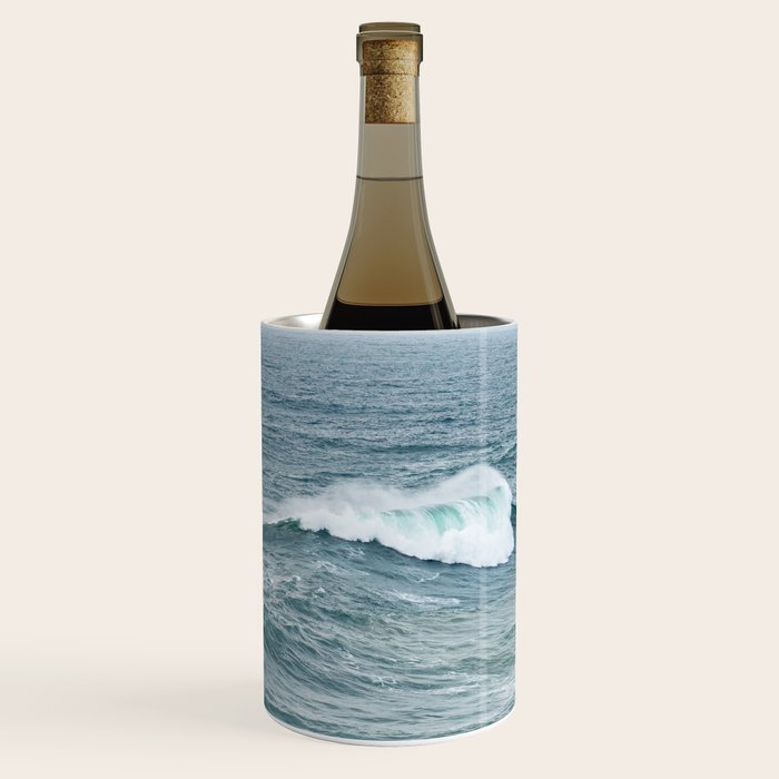 Atlantic Blues | Blue Ocean Water on the Coast of Nazaré Art Print | Wave Photography in Portugal Wine Chiller Gallery Image 1