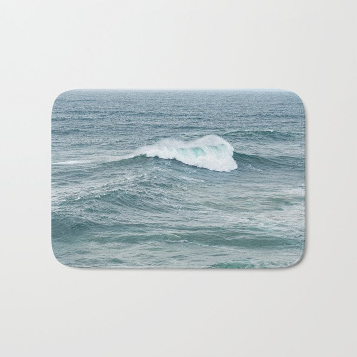 Atlantic Blues | Blue Ocean Water on the Coast of Nazaré Art Print | Wave Photography in Portugal Bath Mat Gallery Image 1