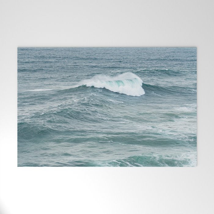 Atlantic Blues | Blue Ocean Water on the Coast of Nazaré Art Print | Wave Photography in Portugal Welcome Mat Gallery Image 1