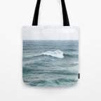 Atlantic Blues | Blue Ocean Water on the Coast of Nazaré Art Print | Wave Photography in Portugal Tote Bag Gallery Image 1