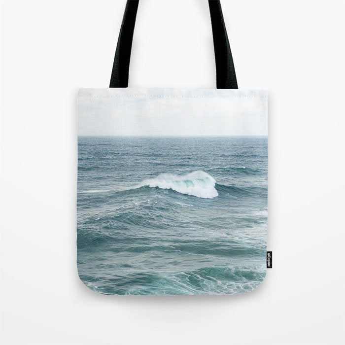 Atlantic Blues | Blue Ocean Water on the Coast of Nazaré Art Print | Wave Photography in Portugal Tote Bag Gallery Image 1