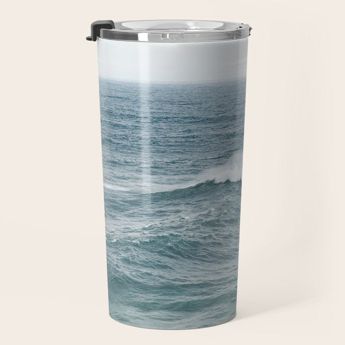 Atlantic Blues | Blue Ocean Water on the Coast of Nazaré Art Print | Wave Photography in Portugal Travel Mug Gallery Image 3