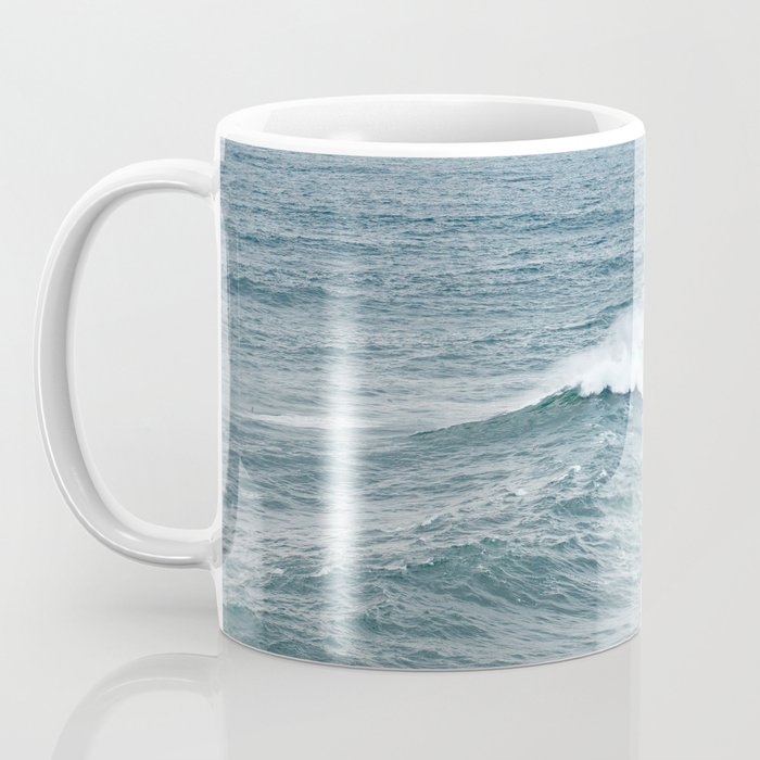 Atlantic Blues | Blue Ocean Water on the Coast of Nazaré Art Print | Wave Photography in Portugal Coffee Mug Gallery Image 3