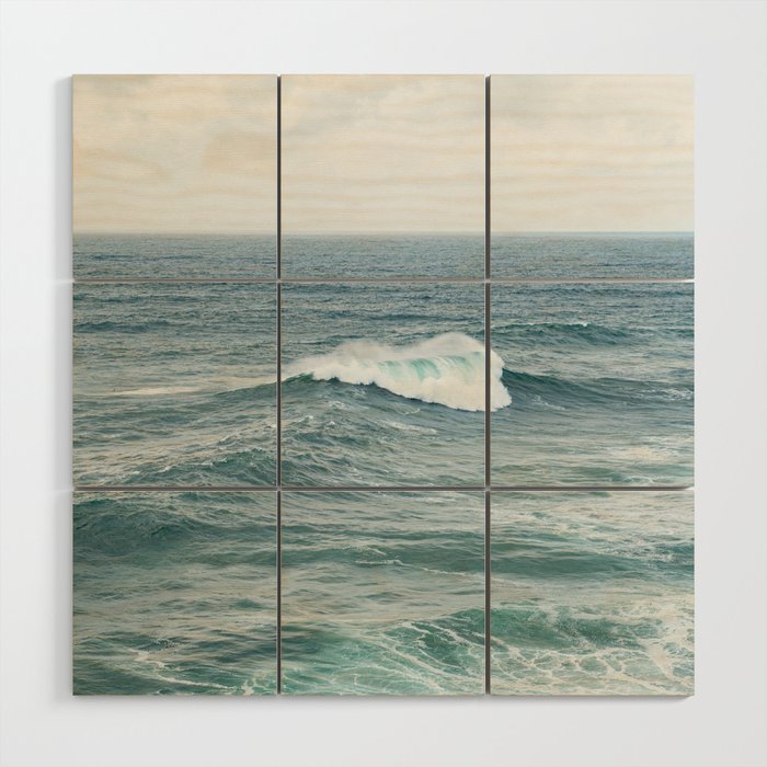 Atlantic Blues | Blue Ocean Water on the Coast of Nazaré Art Print | Wave Photography in Portugal Wood Wall Art Gallery Image 1