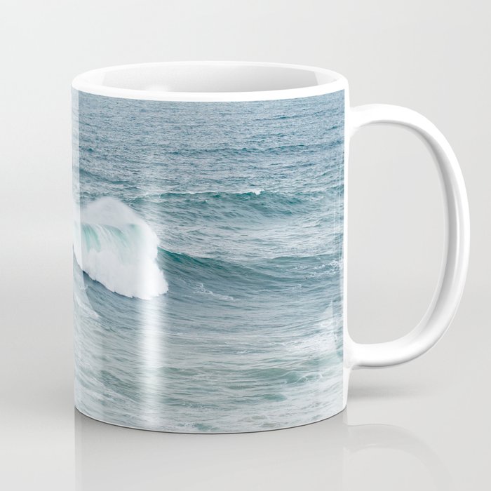Atlantic Blues | Blue Ocean Water on the Coast of Nazaré Art Print | Wave Photography in Portugal Coffee Mug Gallery Image 1
