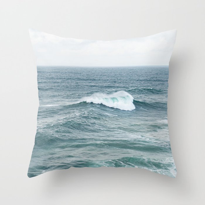 Atlantic Blues | Blue Ocean Water on the Coast of Nazaré Art Print | Wave Photography in Portugal Throw Pillow Gallery Image 6