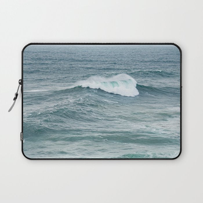 Atlantic Blues | Blue Ocean Water on the Coast of Nazaré Art Print | Wave Photography in Portugal Laptop Sleeve Gallery Image 1