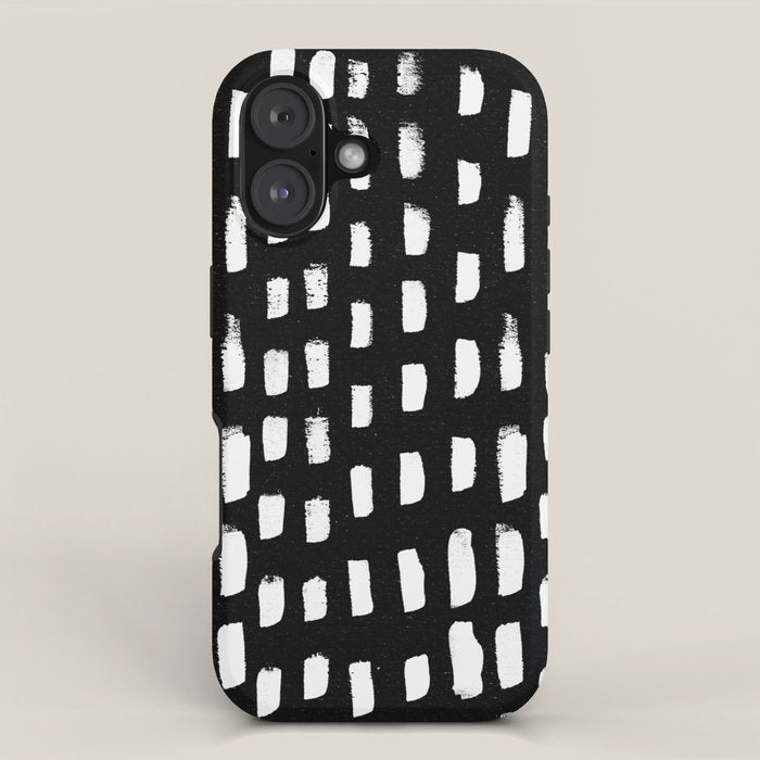 Artistic modern black white paint brushstrokes iPhone Case Gallery Image 1