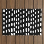 Artistic modern black white paint brushstrokes Outdoor Rug Gallery Image 1