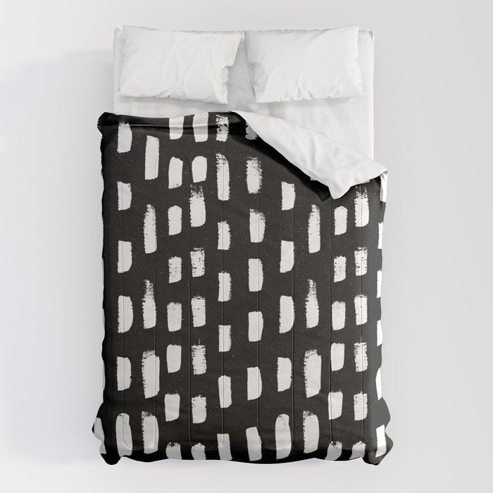 Artistic modern black white paint brushstrokes Comforter Gallery Image 6