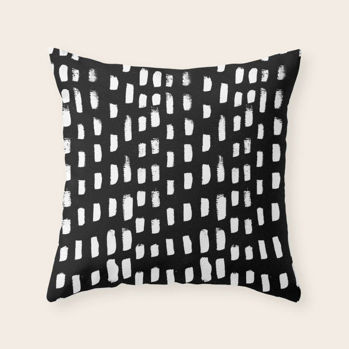 Artistic modern black white paint brushstrokes Throw Pillow Gallery Image 1