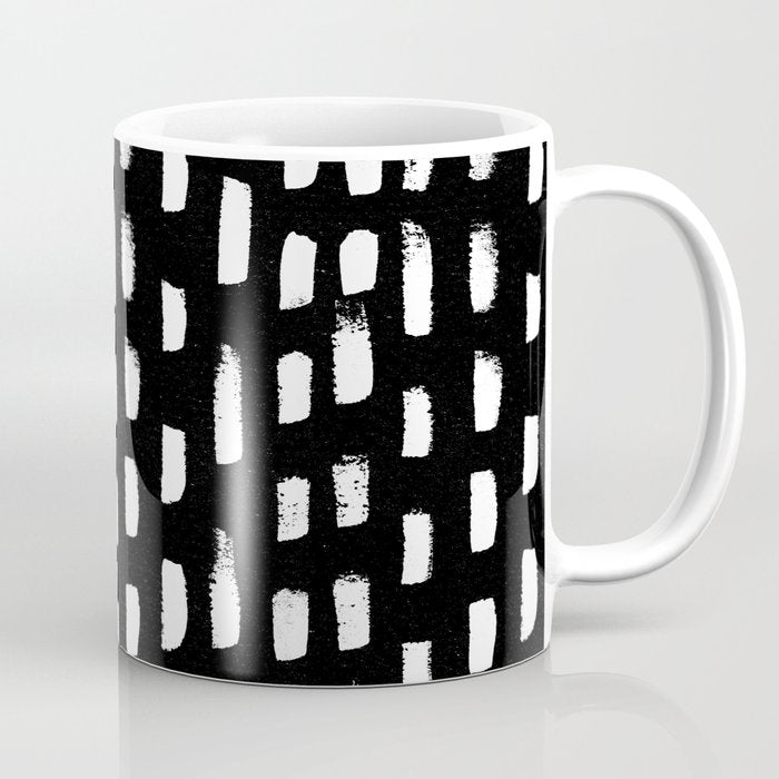 Artistic modern black white paint brushstrokes Coffee Mug Gallery Image 1