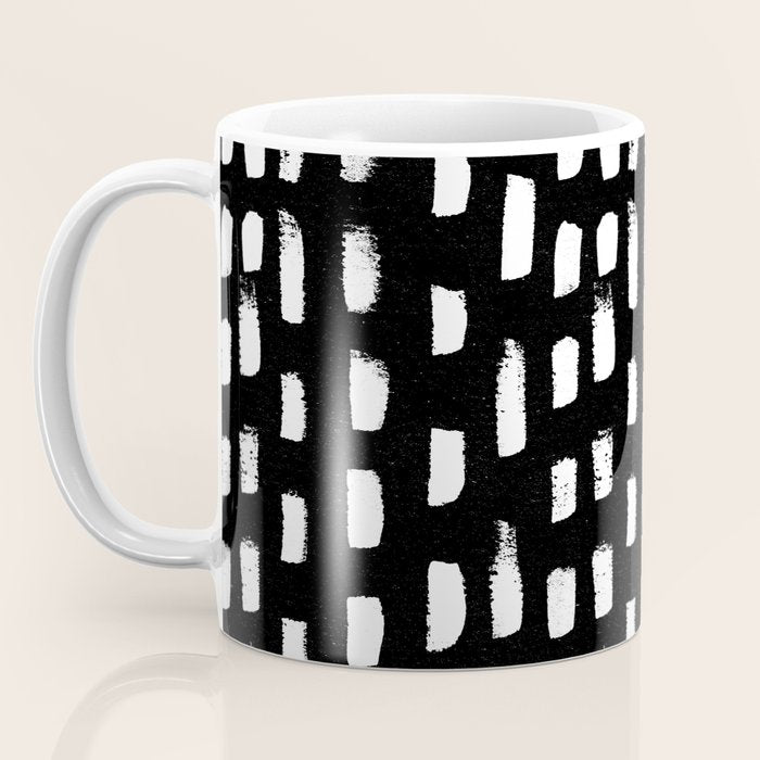 Artistic modern black white paint brushstrokes Coffee Mug Gallery Image 3