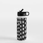 Artistic modern black white paint brushstrokes Water Bottle Gallery Image 1
