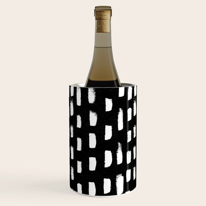 Artistic modern black white paint brushstrokes Wine Chiller Gallery Image 2