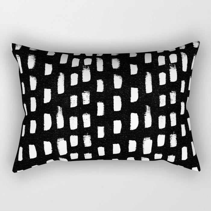 Artistic modern black white paint brushstrokes Rectangular Pillow Gallery Image 1