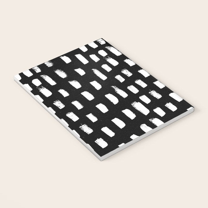 Artistic modern black white paint brushstrokes Notebook Gallery Image 3