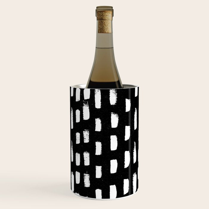 Artistic modern black white paint brushstrokes Wine Chiller Gallery Image 1