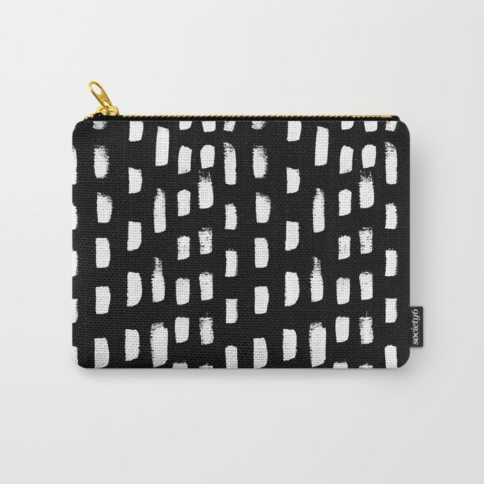 Artistic modern black white paint brushstrokes Carry All Pouch Gallery Image 1