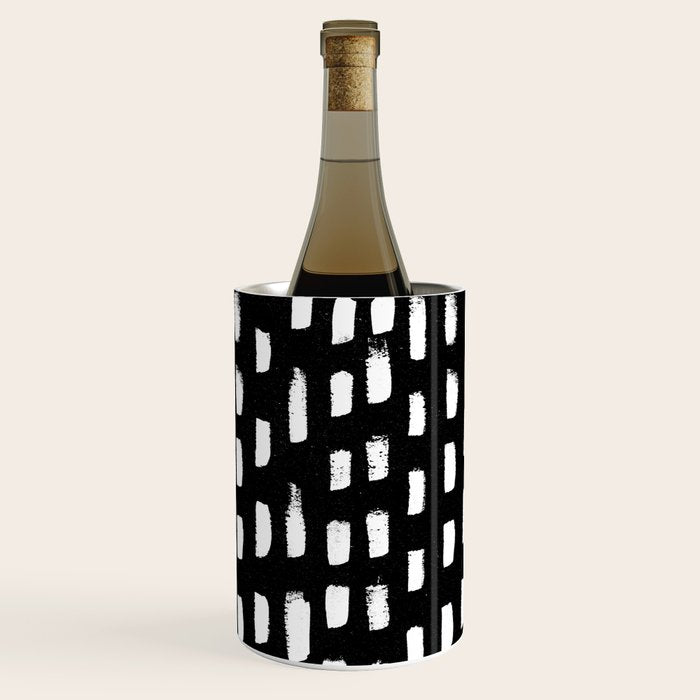 Artistic modern black white paint brushstrokes Wine Chiller Gallery Image 3