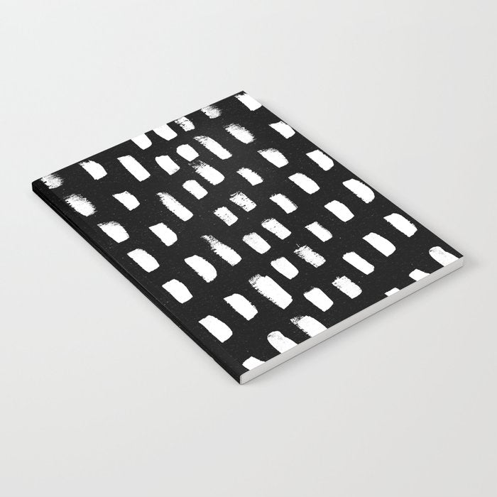 Artistic modern black white paint brushstrokes Notebook Gallery Image 2