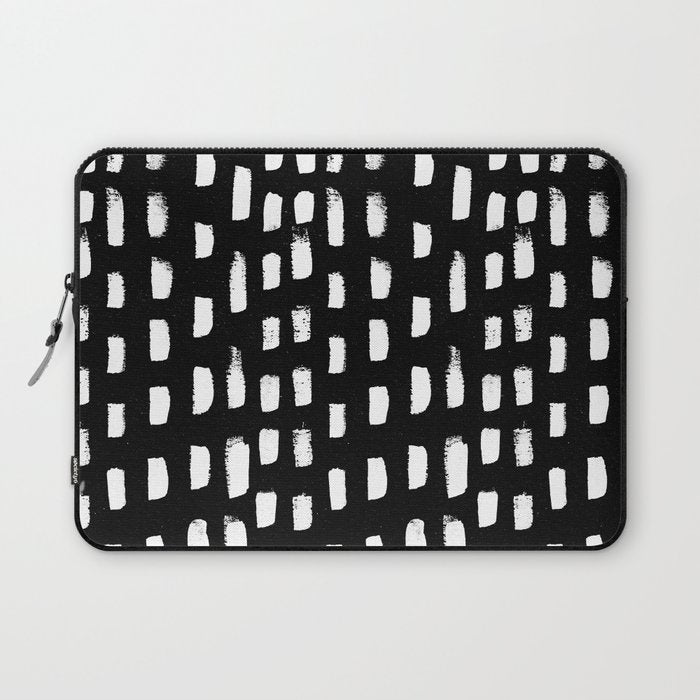 Artistic modern black white paint brushstrokes Laptop Sleeve Gallery Image 1