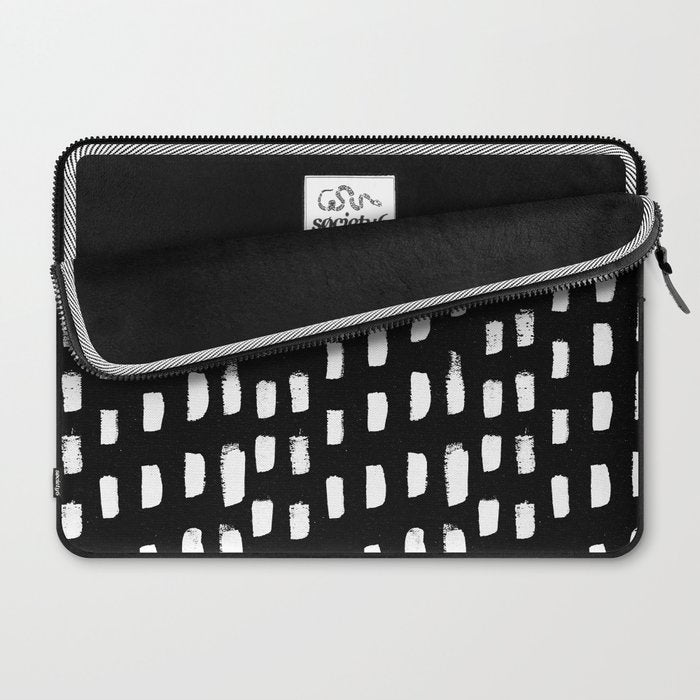 Artistic modern black white paint brushstrokes Laptop Sleeve Gallery Image 2