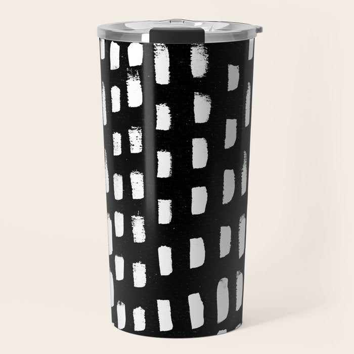 Artistic modern black white paint brushstrokes Travel Mug Gallery Image 1