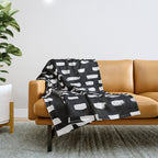 Artistic modern black white paint brushstrokes Throw Blanket Gallery Image 1