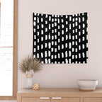 Artistic modern black white paint brushstrokes Wall Tapestry Gallery Image 2