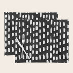 Artistic modern black white paint brushstrokes Placemat Gallery Image 1