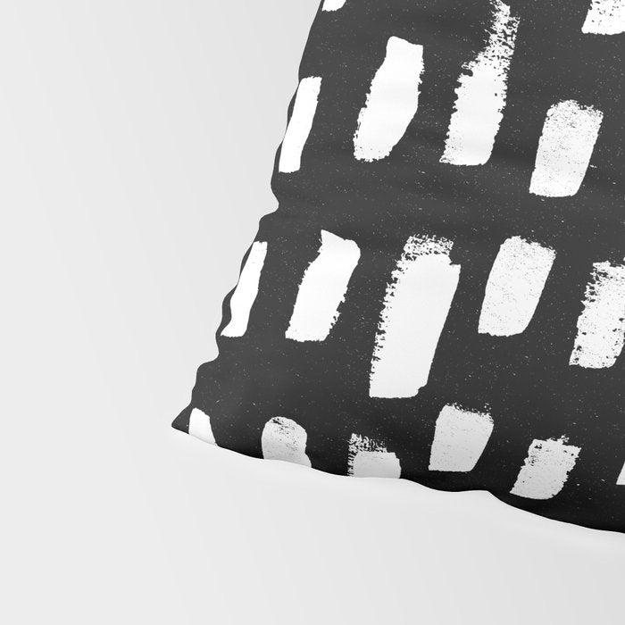 Artistic modern black white paint brushstrokes Pillow Sham Gallery Image 4