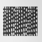 Artistic modern black white paint brushstrokes Throw Blanket Gallery Image 2