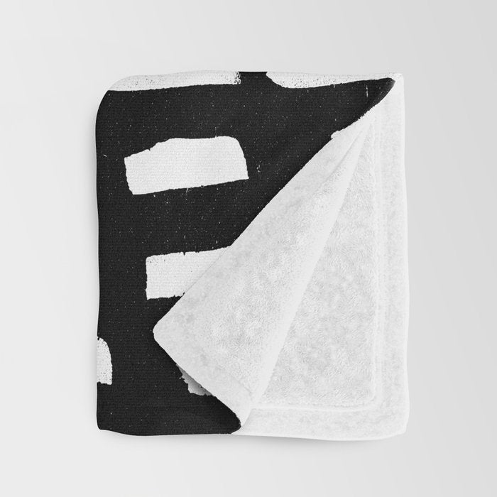 Artistic modern black white paint brushstrokes Throw Blanket Gallery Image 3