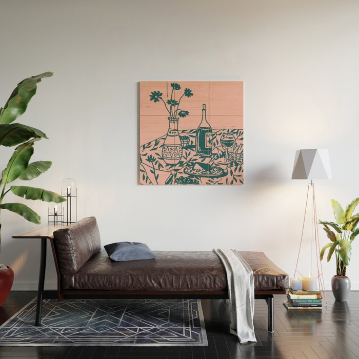 Green dinner Still Life Wood Wall Art Gallery Image 2