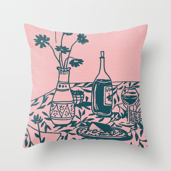 Green dinner Still Life Throw Pillow Gallery Image 6