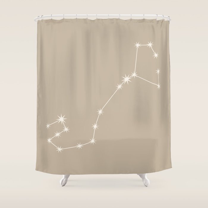 Scorpio Zodiac Star Constellation Line Art Beige Shower Curtain Gallery Image 1