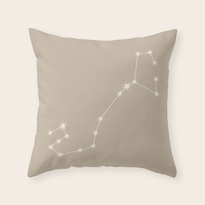 Scorpio Zodiac Star Constellation Line Art Beige Throw Pillow Gallery Image 6