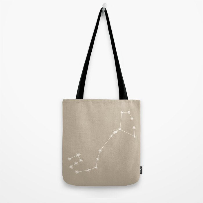 Scorpio Zodiac Star Constellation Line Art Beige Tote Bag Gallery Image 2