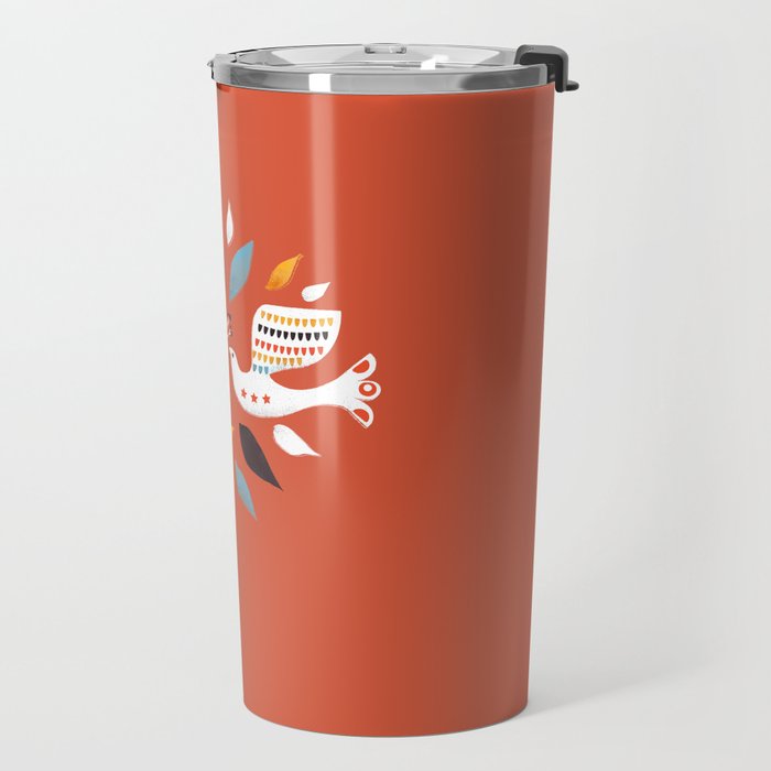 Festive doves - folk illustration Travel Mug Gallery Image 2