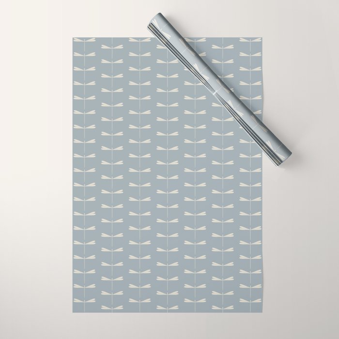 Dragonfly Pattern IX Soft Blue Wrapping Paper Gallery Image 1