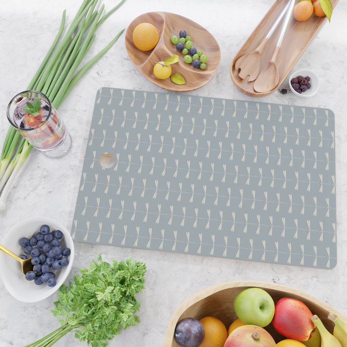 Dragonfly Pattern IX Soft Blue Cutting Board Gallery Image 2